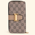 Cartera Jolene Couture beige estampada, vista frontal