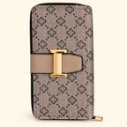 Cartera Jolene Couture beige estampada, vista frontal