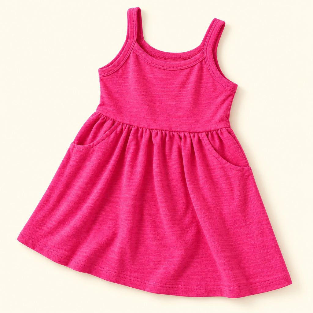 Vestido Garanimals fucsia sin mangas · 4T, vista en ángulo