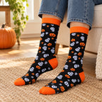 Calcetas Halloween negras con detalles naranjas · 1 par, ejemplo de uso