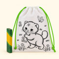 Kit de morral para colorear con 5 crayones · diseños surtidos, vista frontal