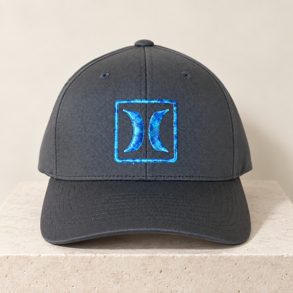 Gorra Hurley Flexfit gris con bordado azul — L/XL