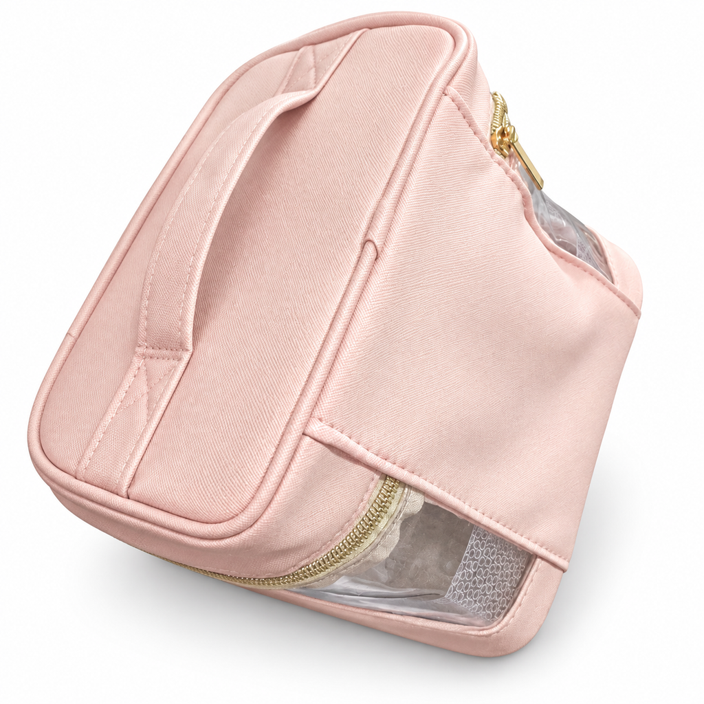 Neceser Forever Beauty rosa transparente con asa