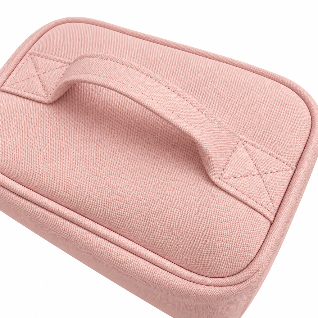 Neceser Forever Beauty rosa transparente con asa