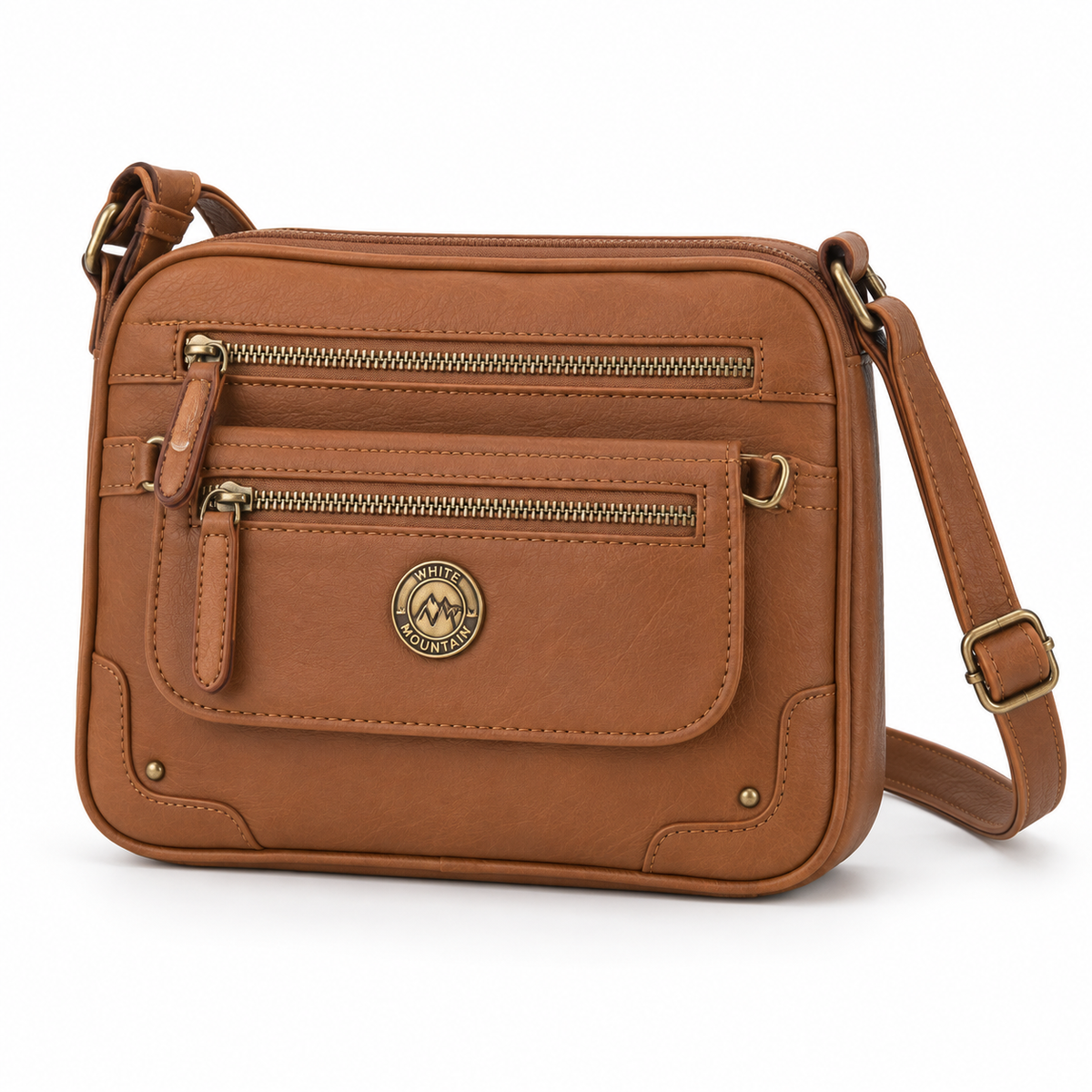 Bolsa crossbody White Mountain café con bolsita frontal