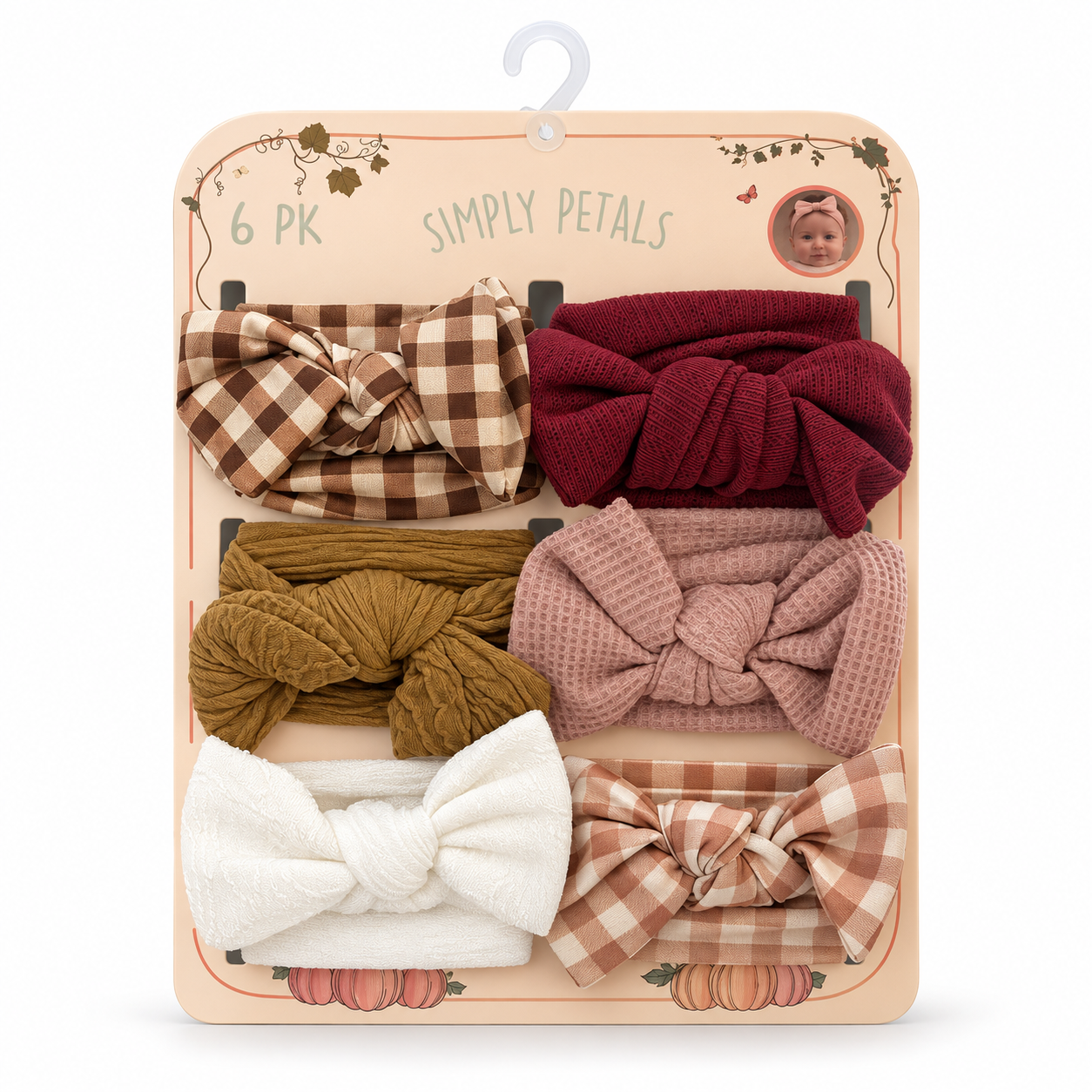 Set Simply Petals de 6 banditas con moño para bebé