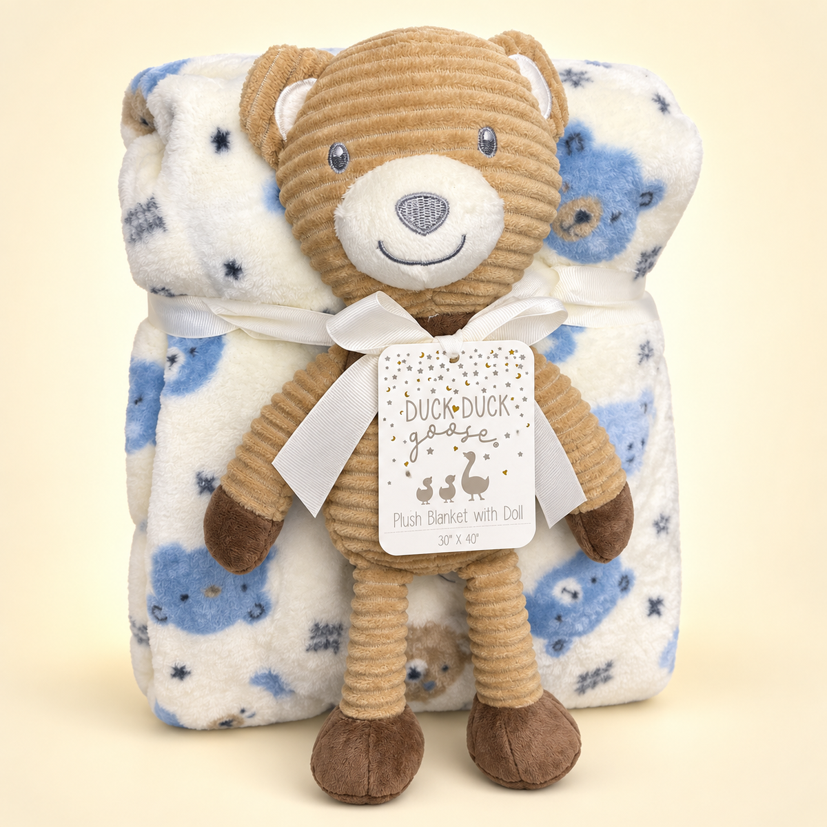 Duck Duck Goose · manta para bebé con osito de peluche