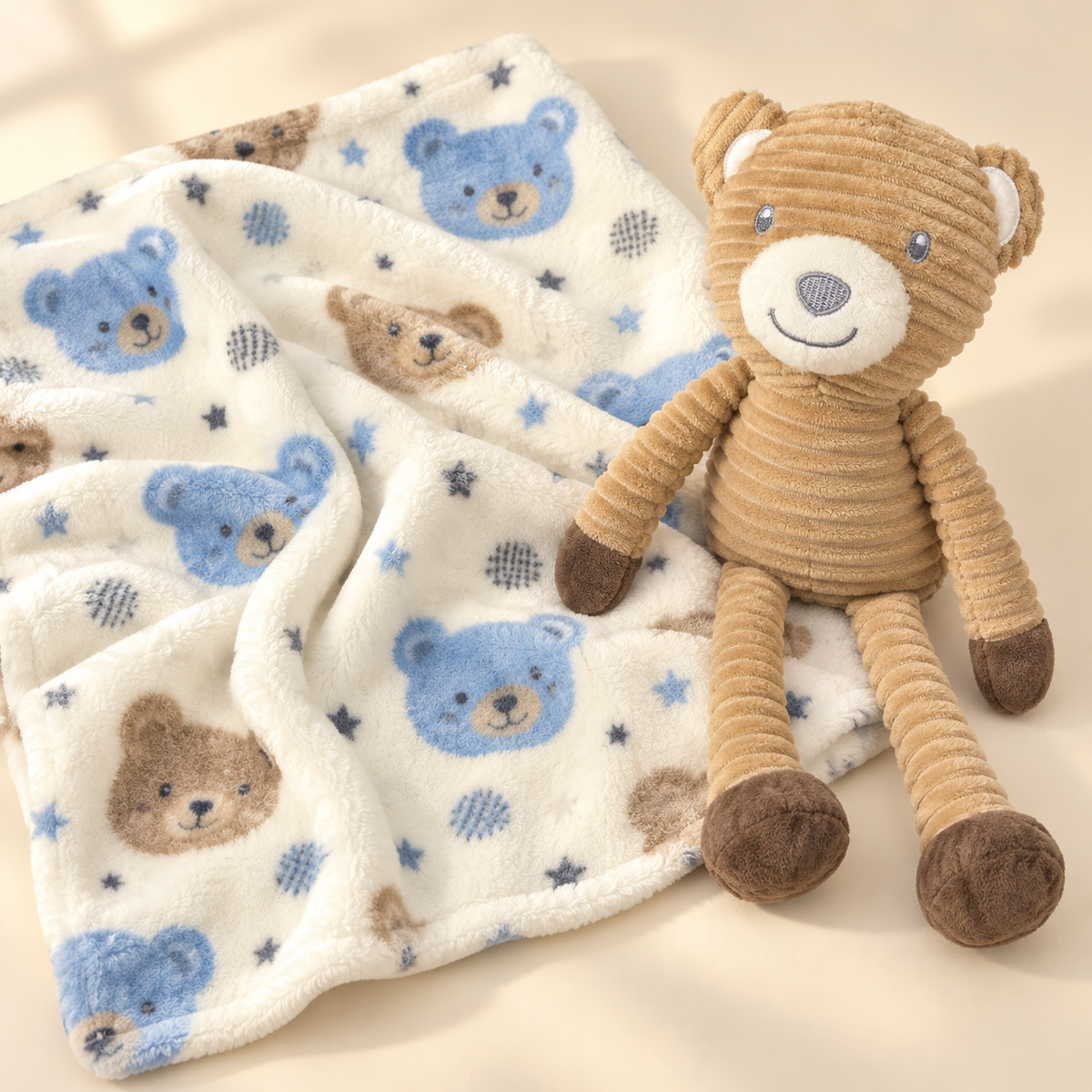 Duck Duck Goose · manta para bebé con osito de peluche