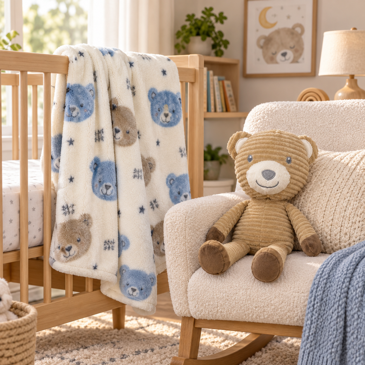 Duck Duck Goose · manta para bebé con osito de peluche