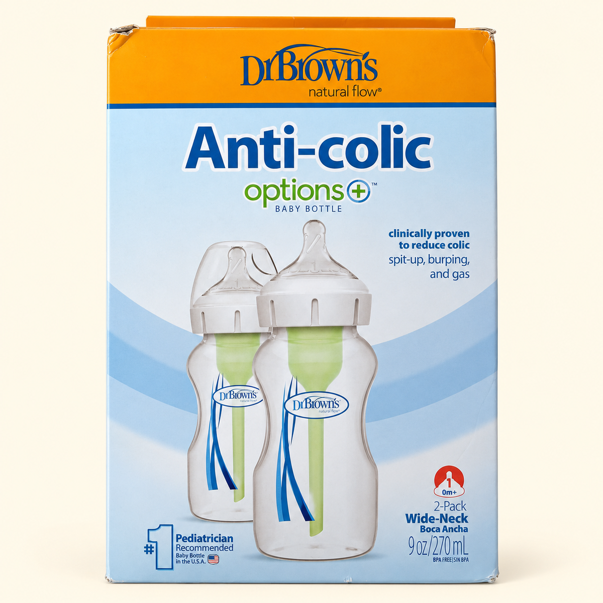 Dr. Brown’s Options+ · set de 2 biberones de boca ancha de 9 oz
