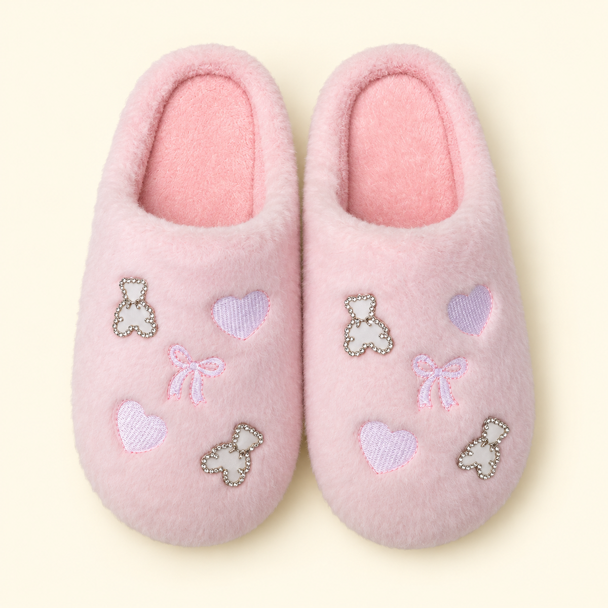 With Love by Handcraft · pantuflas rosas con ositos talla L 8–9
