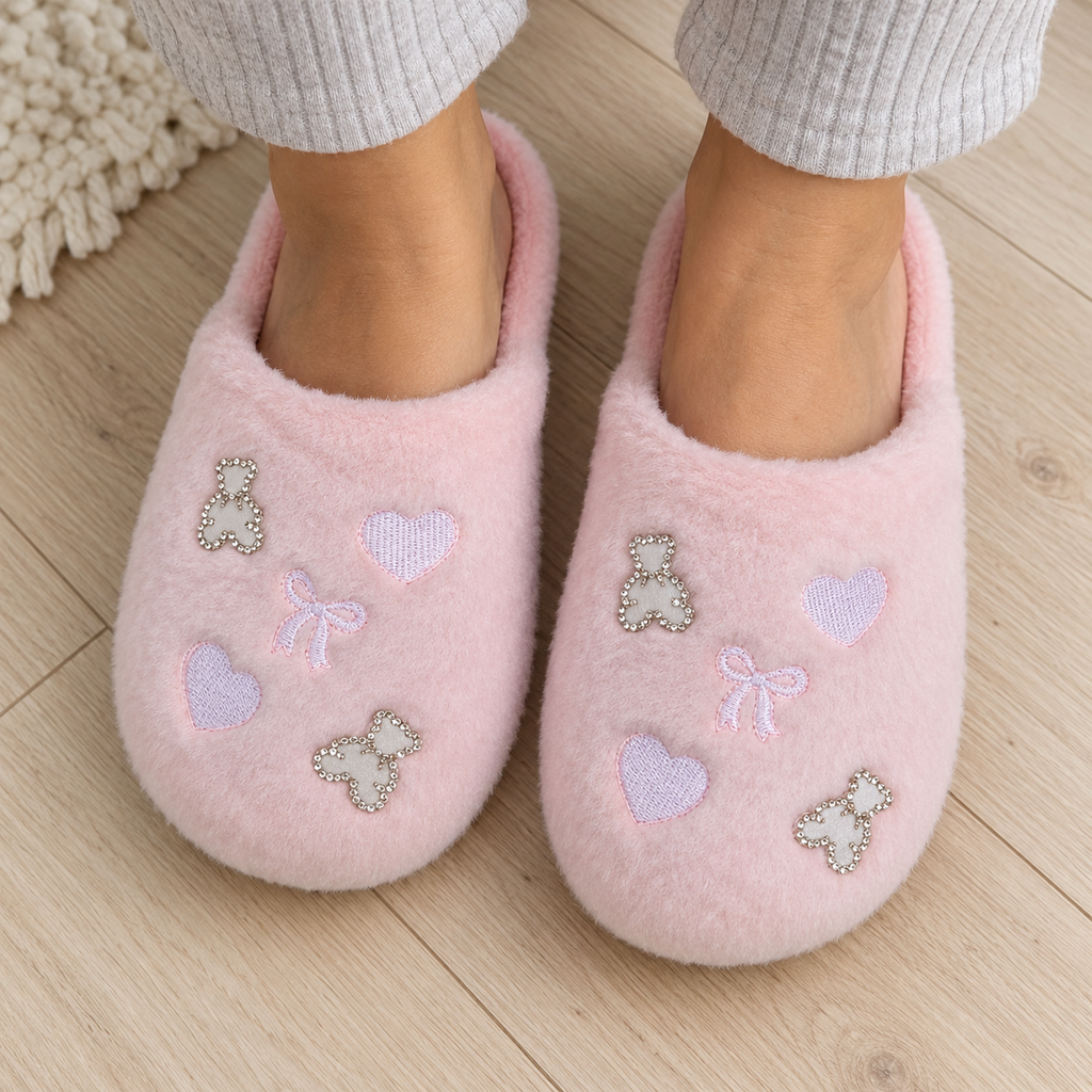 With Love by Handcraft · pantuflas rosas con ositos talla L 8–9
