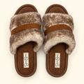 Jessica Simpson · pantuflas cafés afelpadas talla M 7–8