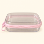 Estuche rígido transparente con cierre · rosa o azul