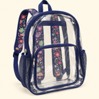 Mochila transparente con tirantes estampados · tres diseños