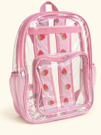 Mochila transparente con tirantes estampados · tres diseños