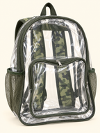 Mochila transparente con tirantes estampados · tres diseños