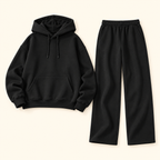 Conjunto de sudadera con capucha y pantalón · negro · vista frontal