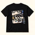 Playera negra con ojos de anime Negro, talla S. Vista frontal.