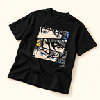 Playera negra con ojos de anime Negro, talla S. Vista de detalle desde otro ángulo.