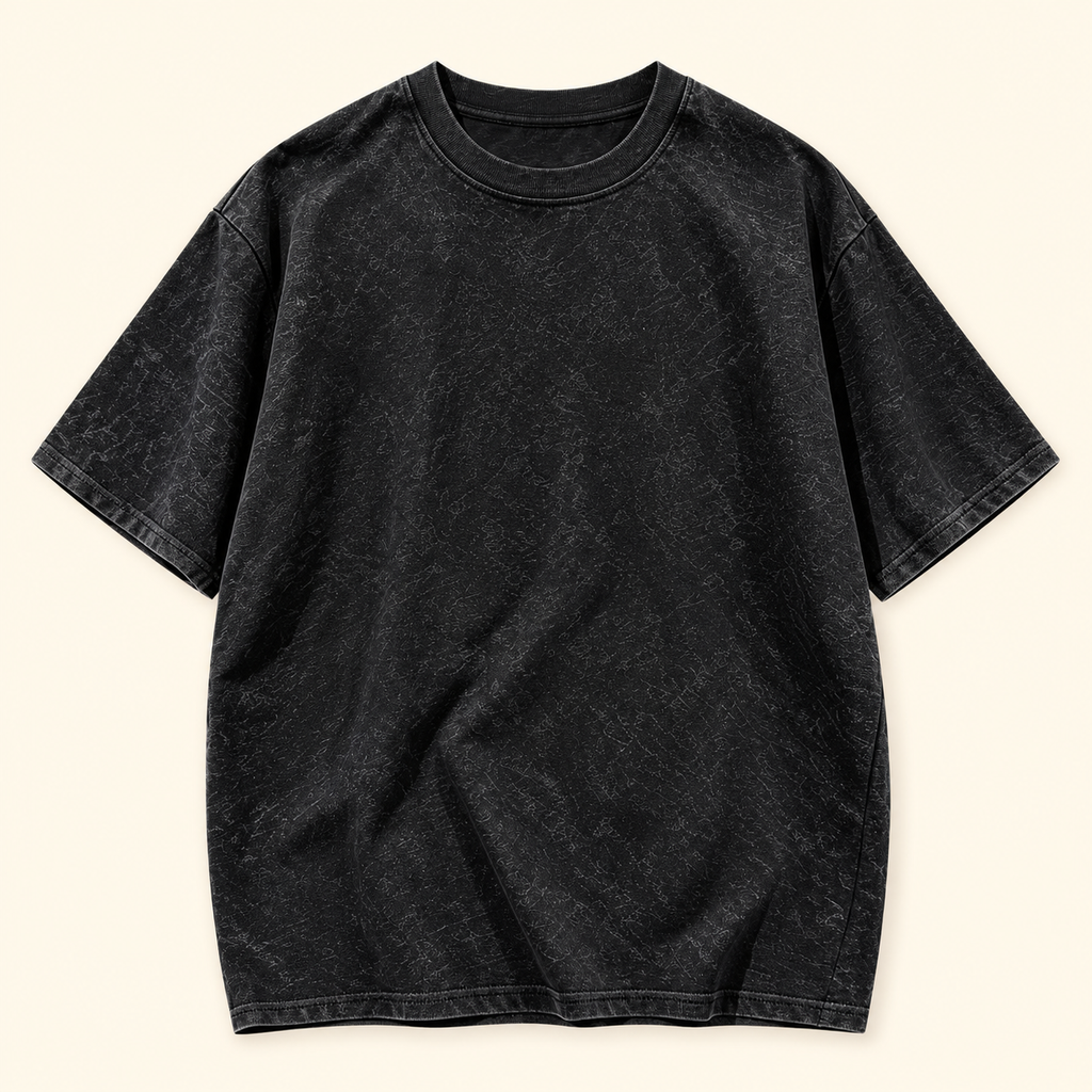 Playera vintage The Real Negro lavado, talla M. Vista frontal.