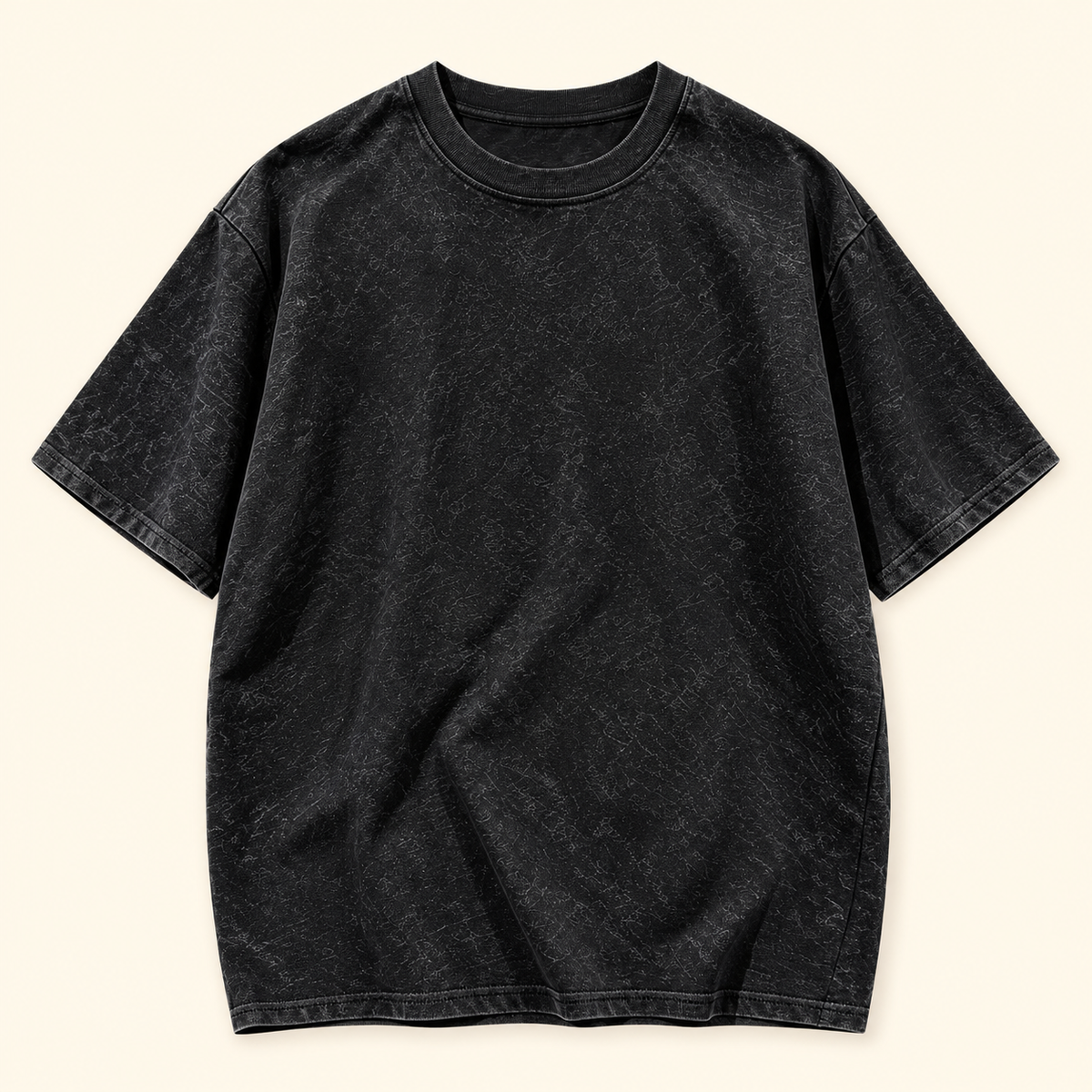 Playera vintage The Real Negro lavado, talla M. Vista frontal.