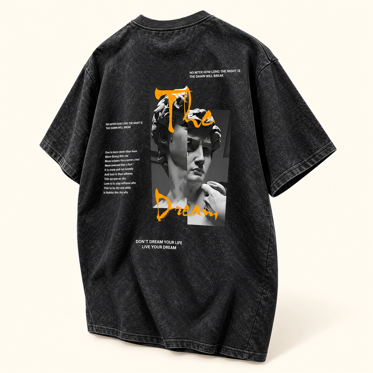 Playera vintage The Dream Negro lavado, talla M. Vista de la espalda.