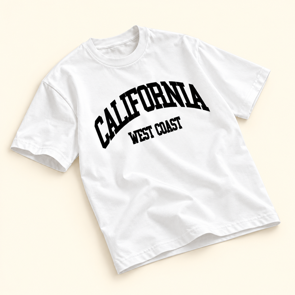 Playera blanca California West Coast Blanco, talla XL. Vista de detalle desde otro ángulo.