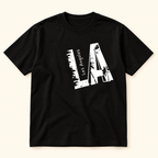 Playera negra LA Negro, talla XL. Vista frontal.