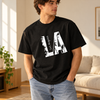 Playera negra LA Negro, talla XL. Imagen de uso ilustrativa.