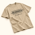 Playera beige Los Ángeles Beige, talla XL. Vista de detalle desde otro ángulo.