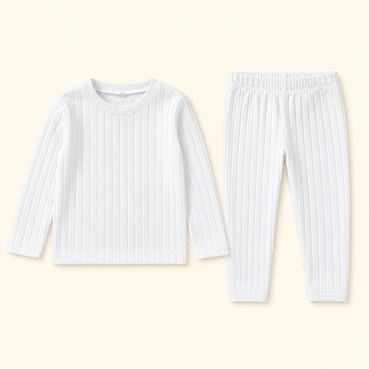 Conjunto liso niña (blusa + pantalón) Blanco, frente reconstruido