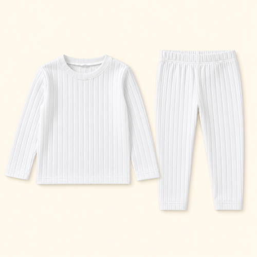 Conjunto liso niña (blusa + pantalón) Blanco, frente reconstruido