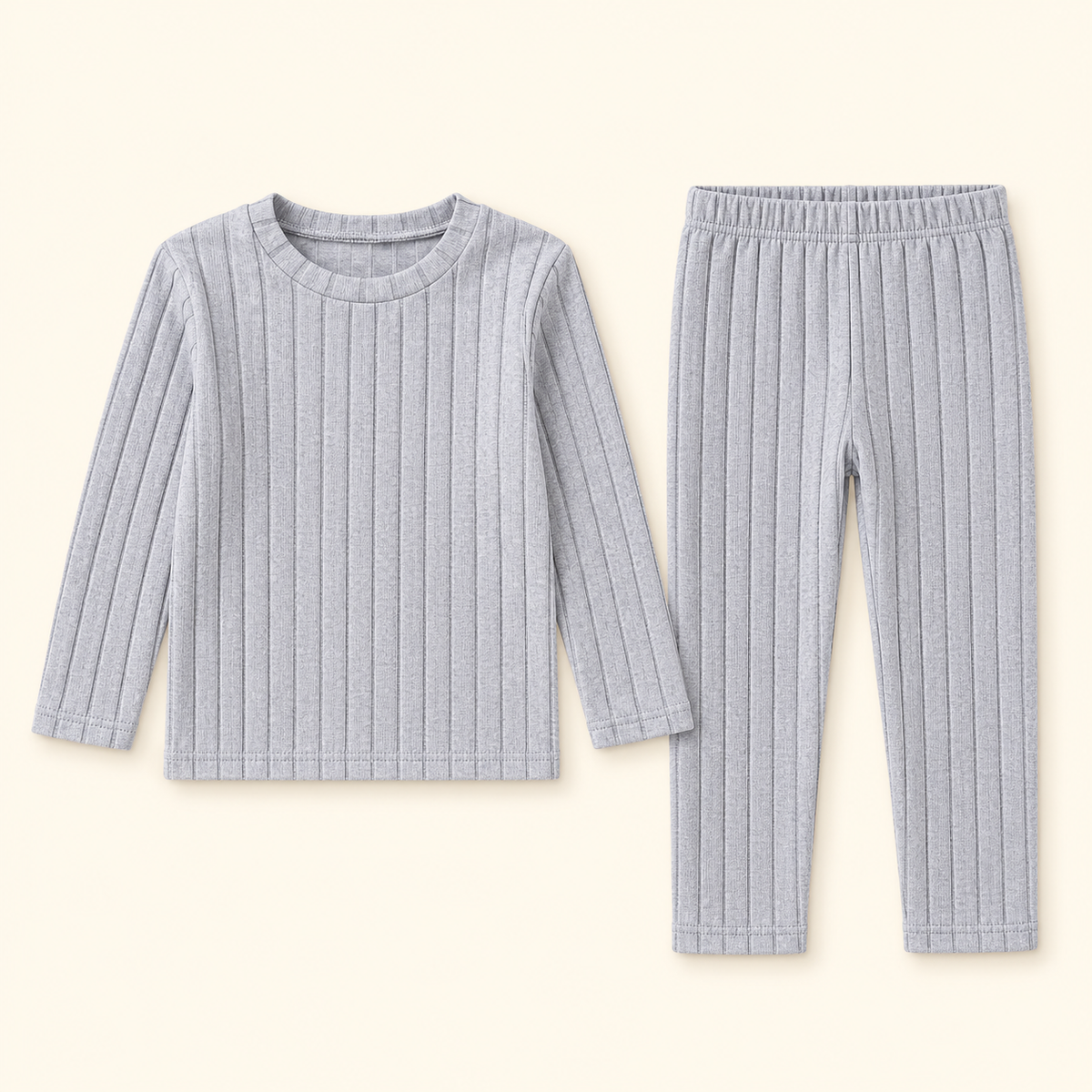 Conjunto liso niña (blusa + pantalón) Gris, frente reconstruido