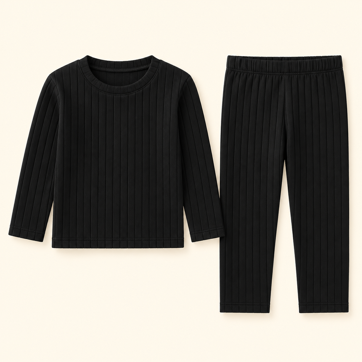 Conjunto liso niña (blusa + pantalón) Negro, frente reconstruido