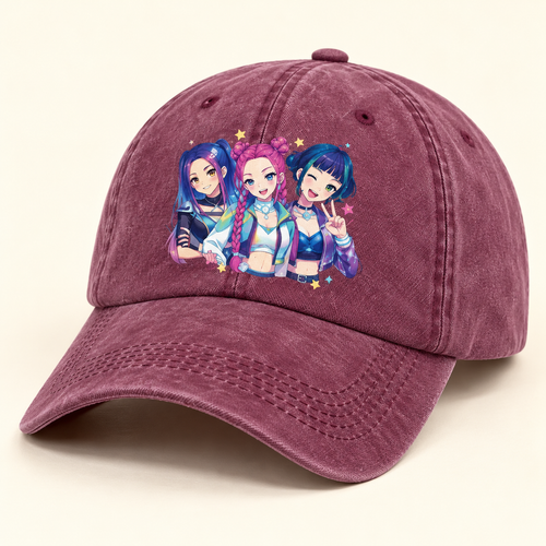 Gorra con estampado K-Pop ajustable · Borgoña o púrpura · Borgoña · 02-fuera-empaque · ES-193 · reconstrucción