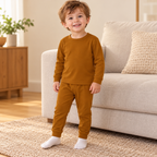 Conjunto infantil liso de manga larga y pantalón · 2–3 años · Caramelo · 03-uso · ES-203/1 · reconstrucción
