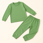 Conjunto infantil liso de manga larga y pantalón · 2–3 años · Verde · 02-fuera-empaque · ES-203/3 · reconstrucción