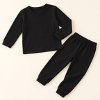 Conjunto infantil liso de manga larga y pantalón · 2–3 años · Negro · 02-fuera-empaque · ES-203/5 · reconstrucción