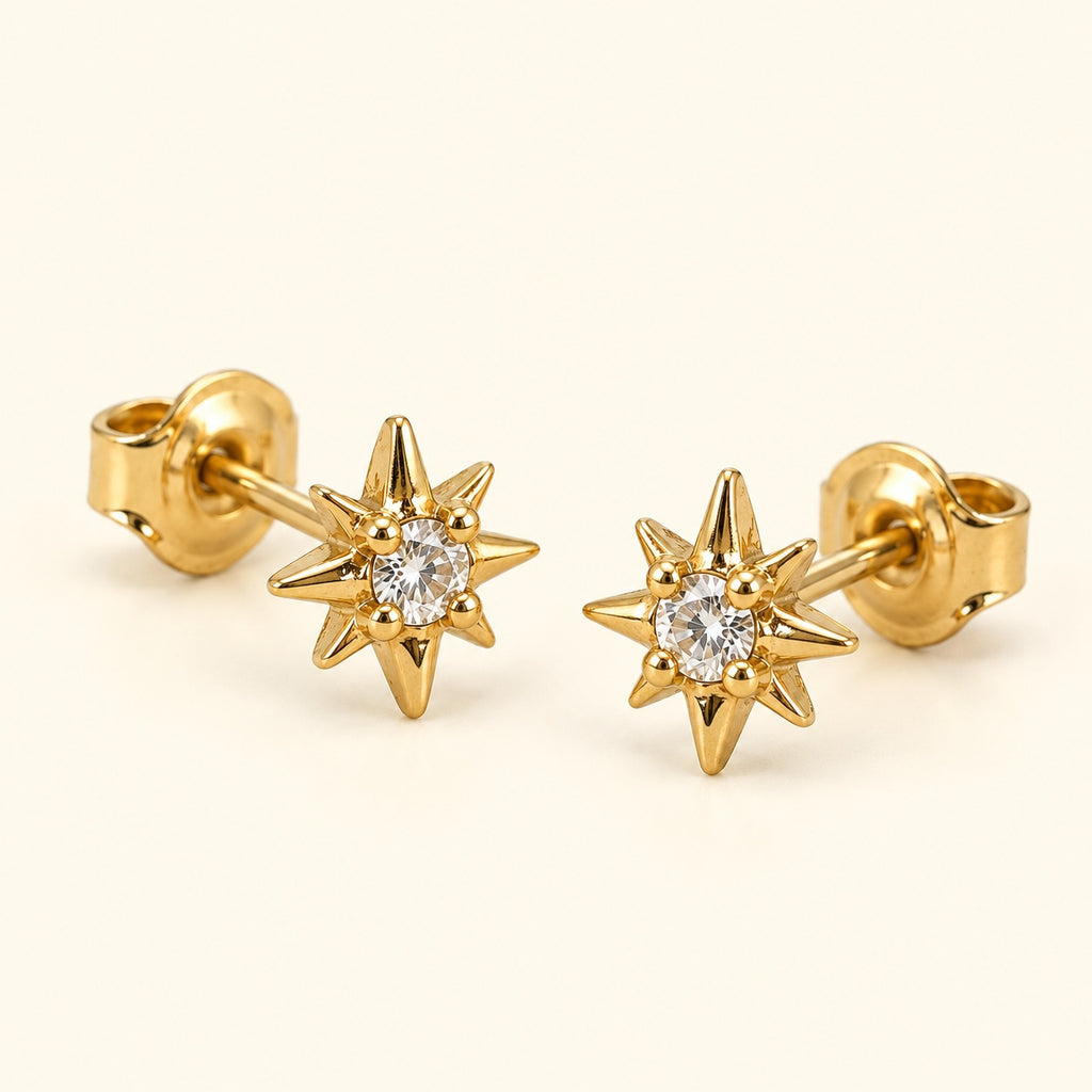 Aretes de estrella pequeños, vista de estudio en ángulo