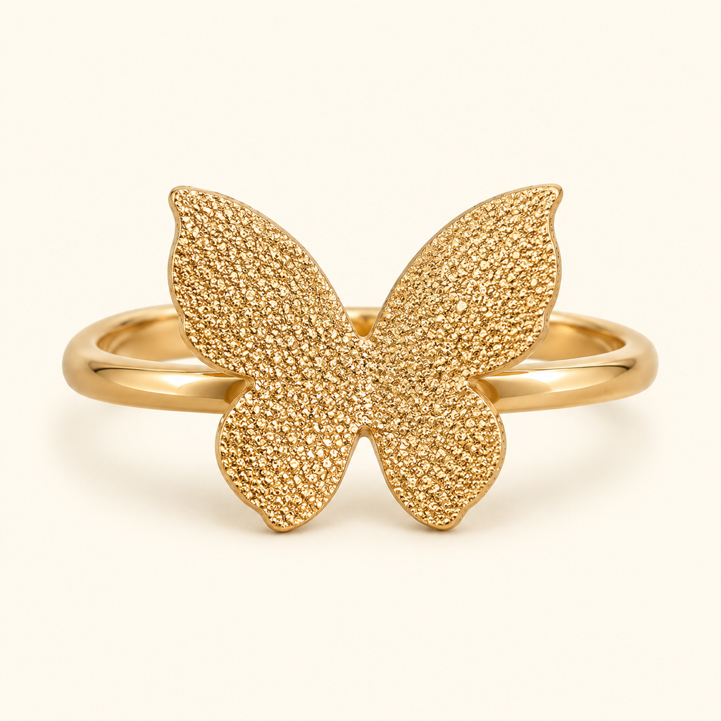 Anillo mariposa texturizada