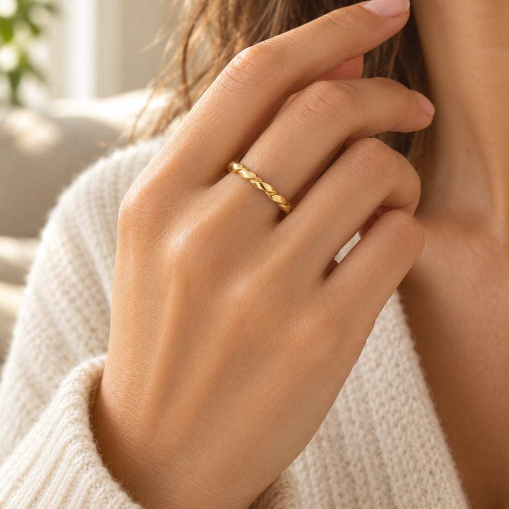 Anillo trenzado irregular, ejemplo de uso