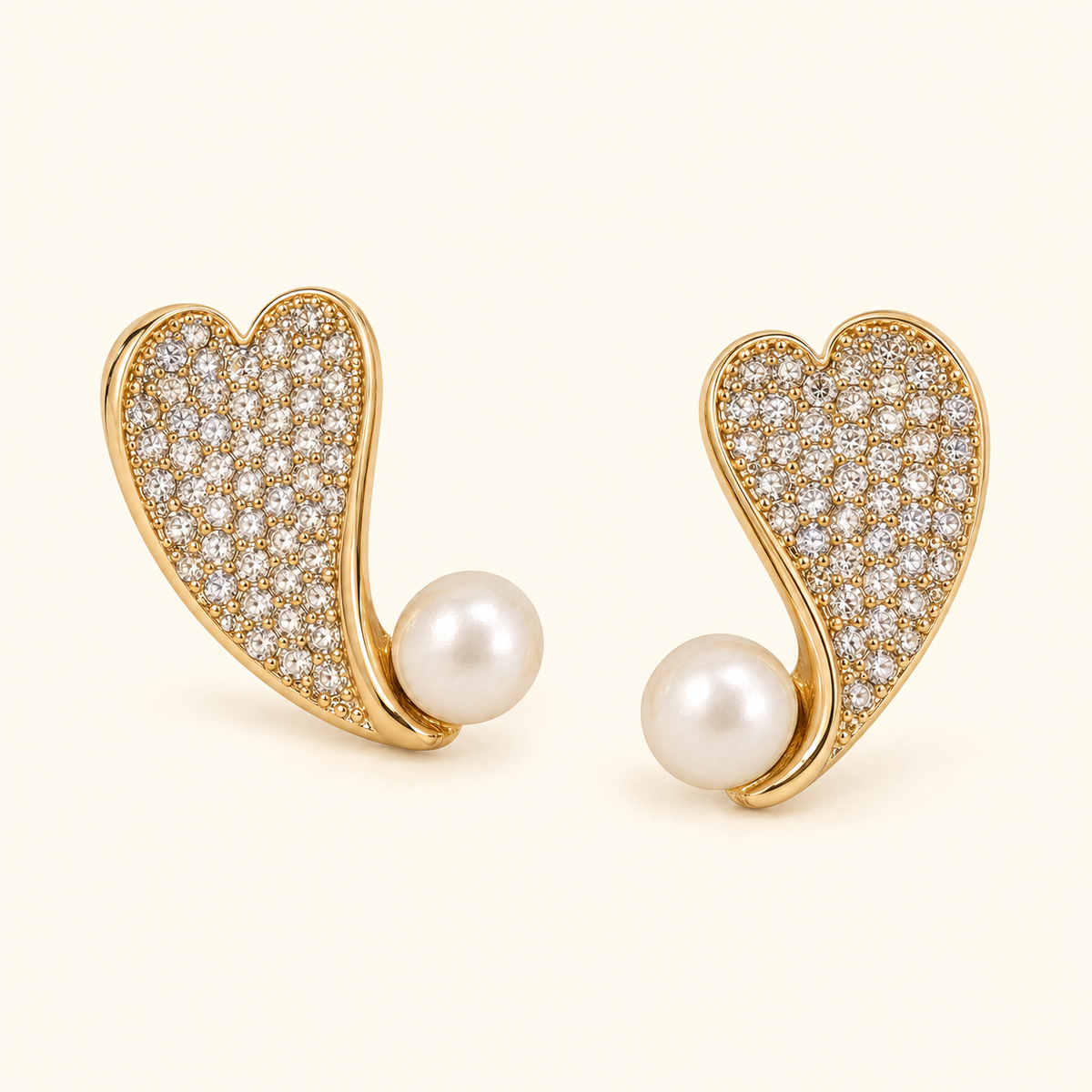 Corazones con piedras y cuenta tipo perla