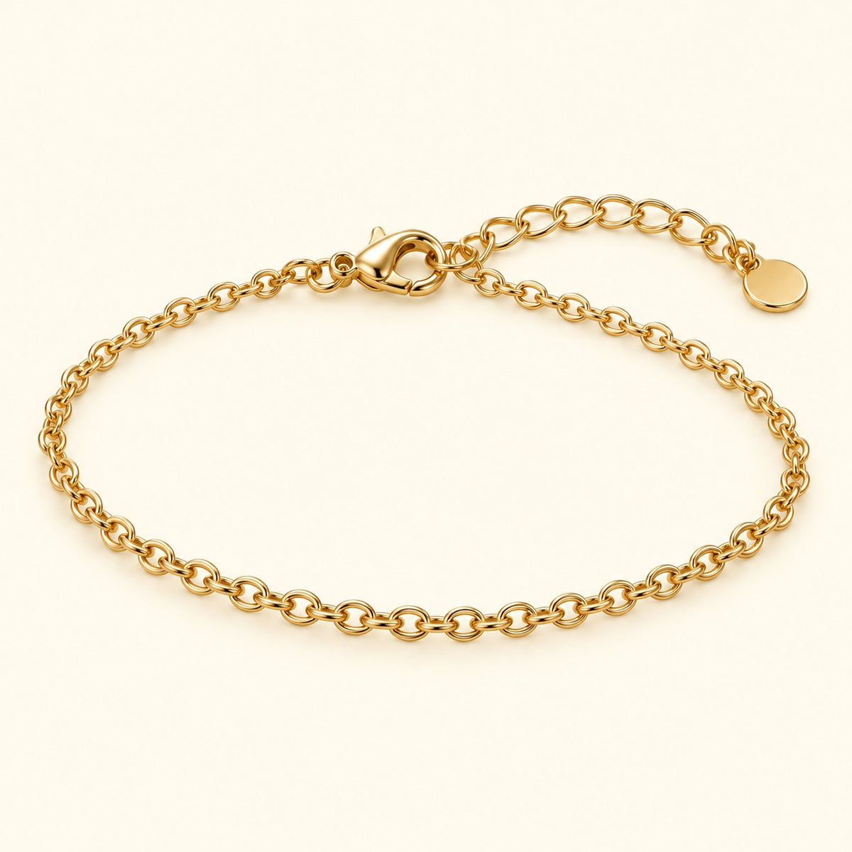 Pulsera fina de eslabones, vista de estudio en ángulo