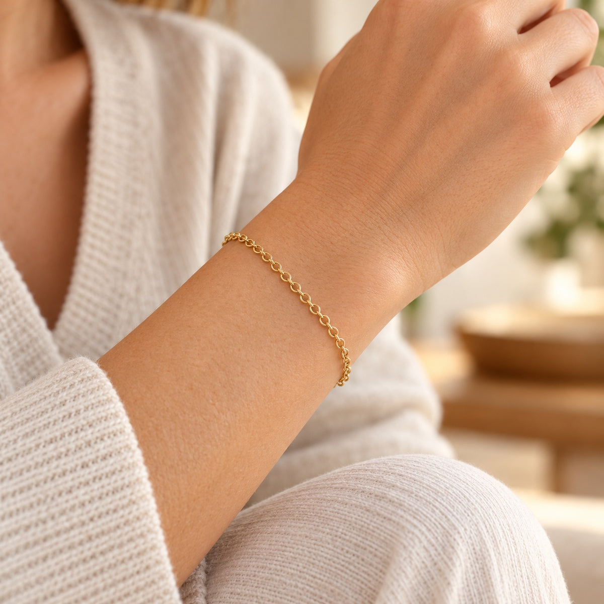 Pulsera fina de eslabones, ejemplo de uso
