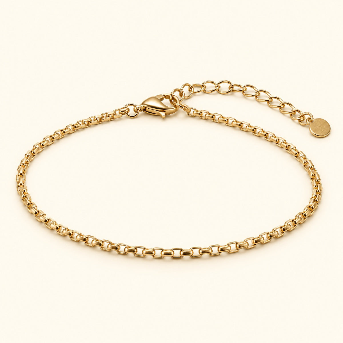 Pulsera fina tipo cadena, vista de estudio en ángulo