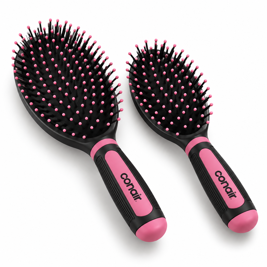Set de 2 cepillos Conair Grip & Glide negro y rosa