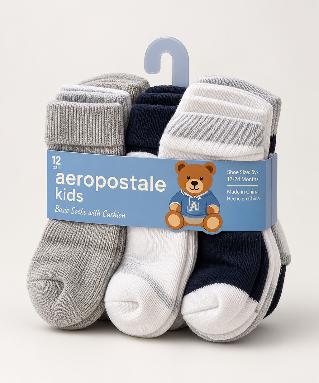 Aeropostale Kids · calcetas para bebé, paquete de 12 · 12–24 meses