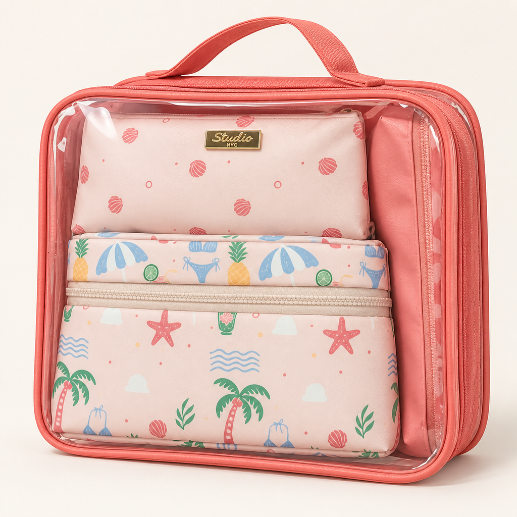 Studio NYC · set de 4 cosmetiqueras de viaje rosa