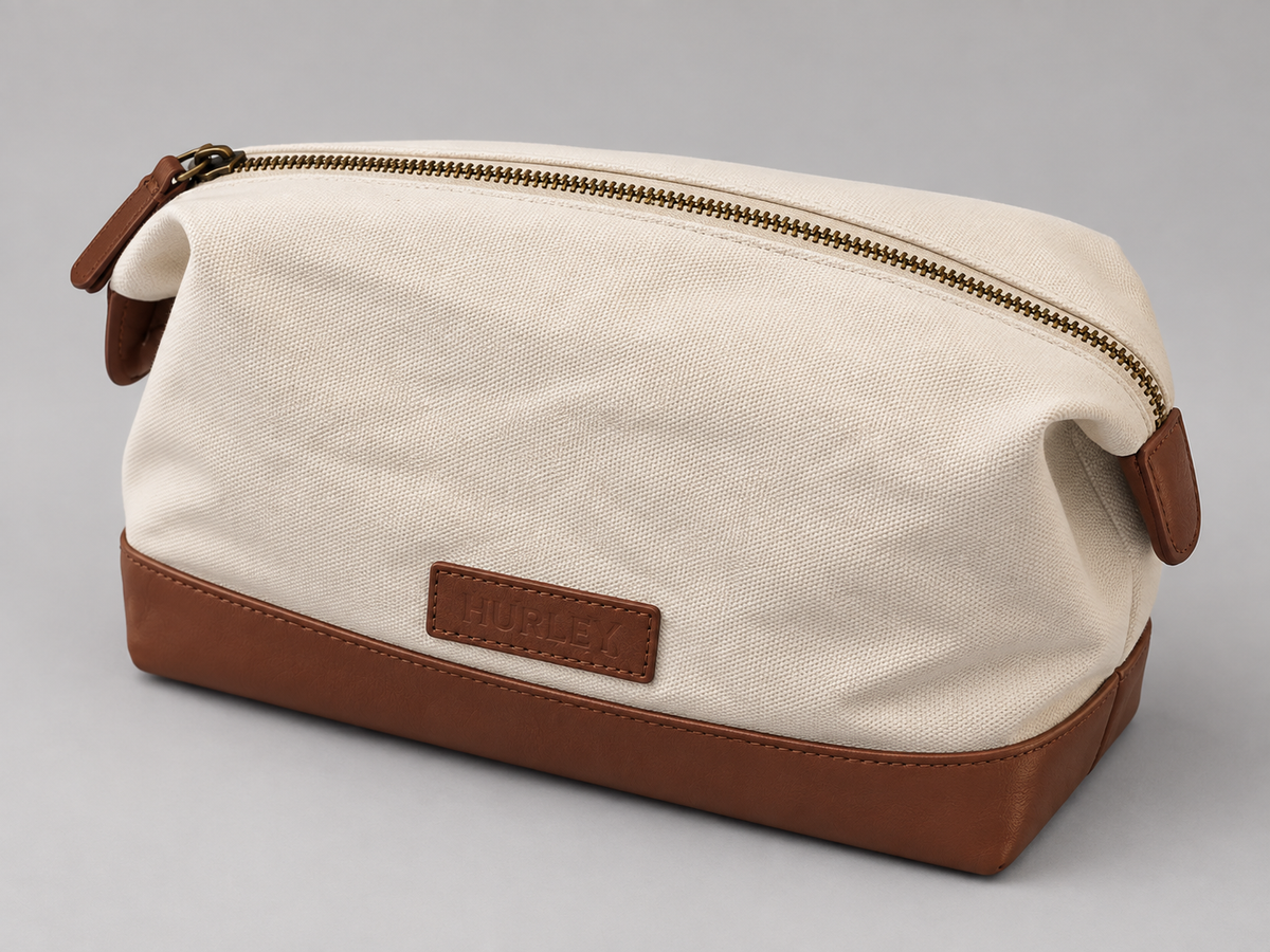 Hurley · neceser de lona crema con base café